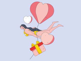Happy Valentine's Day flat character vector concept operation hand drawn illustration
