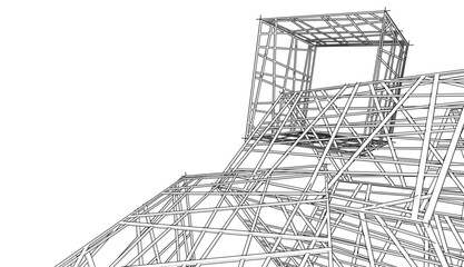 Fototapeta premium Modern building 3d. Architectural background