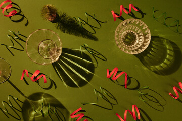 Wineglasses and paper decorations