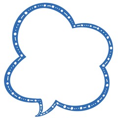 Simple and cute speech balloon with white dots on a fresh blue line.