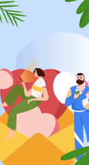 Happy Valentine's Day flat character vector concept operation hand drawn illustration
