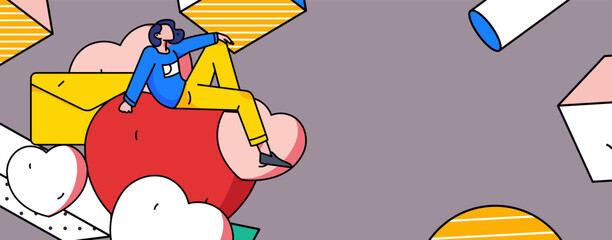 Happy Valentine's Day flat character vector concept operation hand drawn illustration
