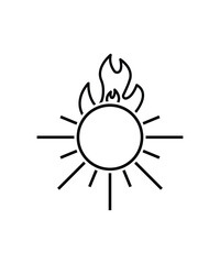 sun with fire icon, vector best line icon.
