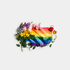 LGBT colored flag with flowers. AI generated