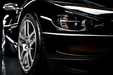 Obraz na płótnie Canvas Stunning Stylized Jaguar Sports Car Painting with Dramatic Lighting - Detail and Dark Aesthetic