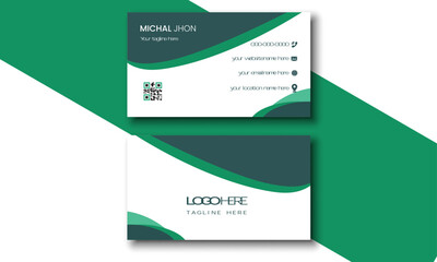 Modern Business Card with blue and green Business card design set .