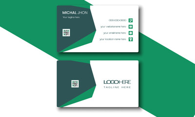 Double-sided blue and green Business card design . Corporate Business card  Design .