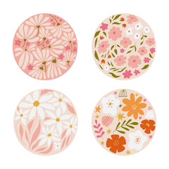 Modern floral posters with flowers. Abstract art. 