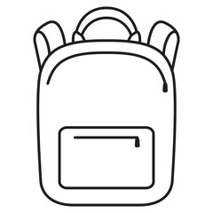 Backpack schoolbag icon.School backpack with clasps. Outline vector illustration.Back to school.Education concept.Kids rucksack.Isolated on white background.