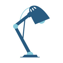 Office table lamp.Blue desk lamp. Flexible lamp.Isolated on white background. Cartoon illustration.