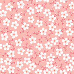 Sakura Floral Print. Cherry blossom seamless pattern. good for fabric, kimono, summer spring dress, wallpaper, background, fashion design, textile, clothing.