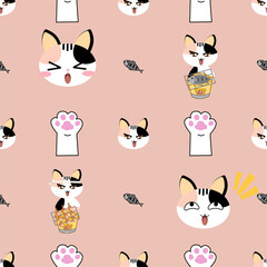 Seamless pattern of cat for wrapping paper background and texture concept 
