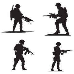 silhouette of a soldier. Soldier vector silhouette. Special Force vector silhouette. Soldier silhouette. Army, Special force Silhouette	