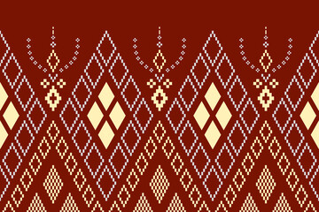 Red traditional ethnic pattern paisley flower Ikat background abstract Aztec African Indonesian Indian seamless pattern for fabric print cloth dress carpet curtains and sarong