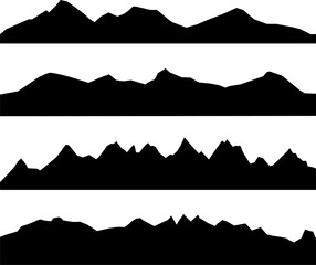 Set of mountains silhouettes.