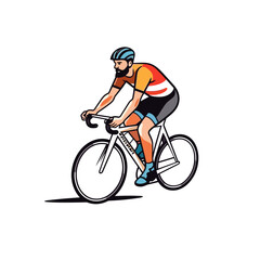 Fototapeta na wymiar Playful cartoon Cyclist sticker Illustrations in minimalist detailed style