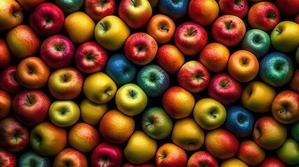 Fototapeta na wymiar Apple Pattern, Food Patterns, Apples , Abstract Pattern, Apples Abstract Pattern, Colorful Apples, Ai Generated Art.