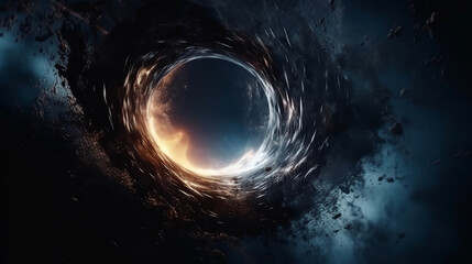 Black hole realistic illustration. Resolution space. Generative ai.