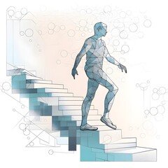 Ascending the steps of empowerment, inspiring art piece for self-realization