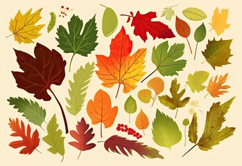 Autumn falling colorful leaves seamless pattern. Generative AI