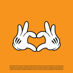 Fototapeta na wymiar Cartoon hand gloves make love heart sign vector illustration