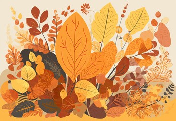 Autumn falling colorful leaves seamless pattern. Generative AI
