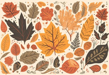 Obraz premium Autumn falling colorful leaves seamless pattern. Generative AI