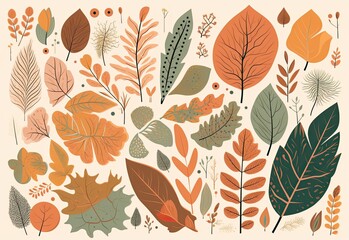 Autumn falling colorful leaves seamless pattern. Generative AI