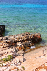 Fototapeta premium Beautiful wild beach on Proizd, tiny island in southern Croatia.