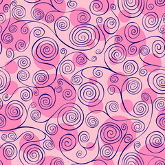 Seamless vector pattern. Pink abstract spirals motive.