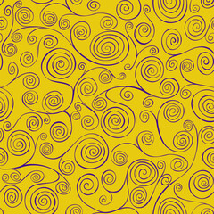 Seamless vector pattern. Yellow abstract spirals motive.