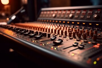 Professional Sound Mixer Control, Studio Music Station with High-Quality Audio Mixing Console Equipment, Generated Ai