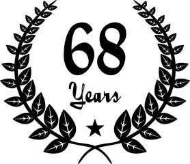 68 Years Anniversary stilyzed Laurel, black and white