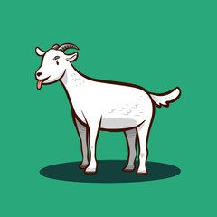 Illustration of white goat cartoon mascot vector eid al adha
