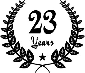 Obraz premium 23 Years Anniversary stilyzed Laurel, black and white