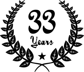 33 Years Anniversary stilyzed Laurel, black and white