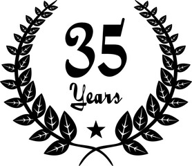 35 Years Anniversary stilyzed Laurel, black and white