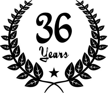 36 Years Anniversary stilyzed Laurel, black and white