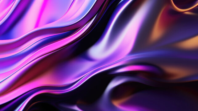 Abstract Purple Iridescent Metallic Liquid Form Background.