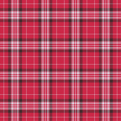 Red, brown, white plaid seamless pattern for design textiles, clothing, bags, skirts, tablecloths or decorations. Vector illustration.