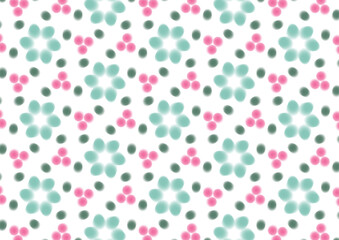 手書きの和風の淡い花のイラストのシームレス背景素材