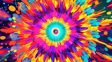 Pop art-inspired psychedelic abstract colorful background created with generative ai