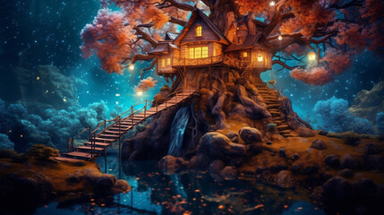 Fototapeta na wymiar Magical fantasy fairy tale scenery