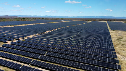 oliveira dos brejinhos, bahia, brazil - june 7, 2023: solar energy production board farm is seen in...