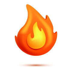 Fire flame 3d vector. Cartoon 3d isolated vector illustration