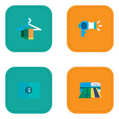 vector icon set of hotel stuff