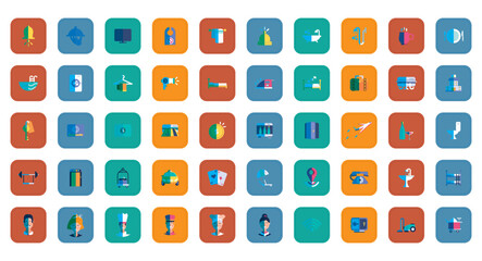 vector icon set of hotel stuff
