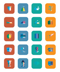 vector icon set of hotel stuff