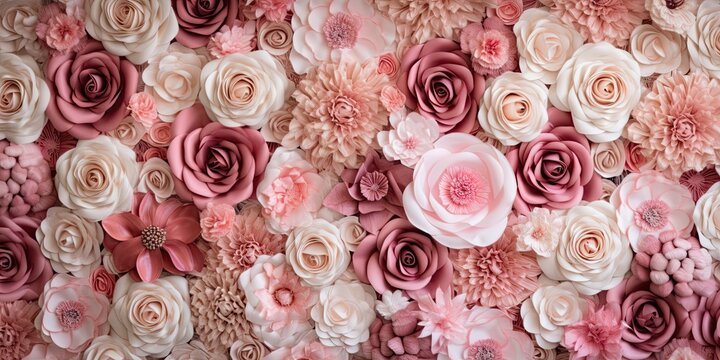 Natural elegance. Pink flower background for weddings and celebrations. romantic blossoms. Roses as symbol of love and luxury © Thares2020