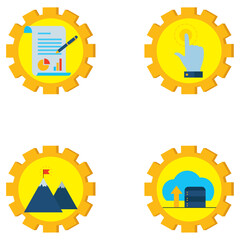 business vector icon set with yellow background